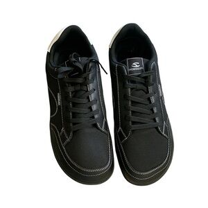 Hobibear Men’s Black Lace-Up Casual Sneakers with White Stitching